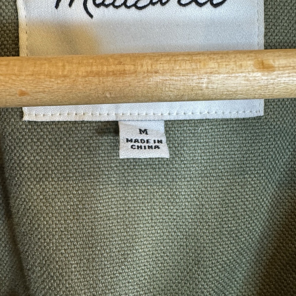 Madewell‎ Utility Cargo Jean Denim Jacket Women's M Olive Green Long Sleeve - Picture 2 of 10